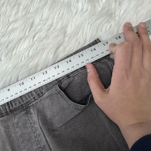 Solid Slant Pocket Zip Side Seam Detail Skinny Jeans-Gray XL - Picture 4 of 7